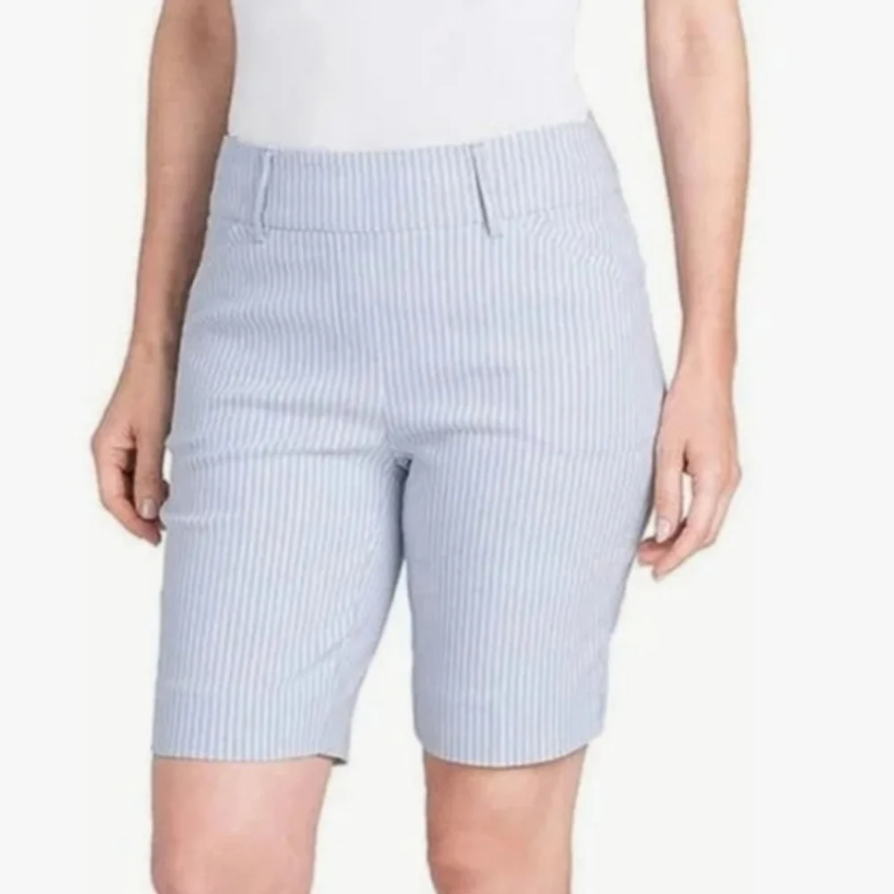 Hilary Radley Light Blue Striped Bermudas Shorts